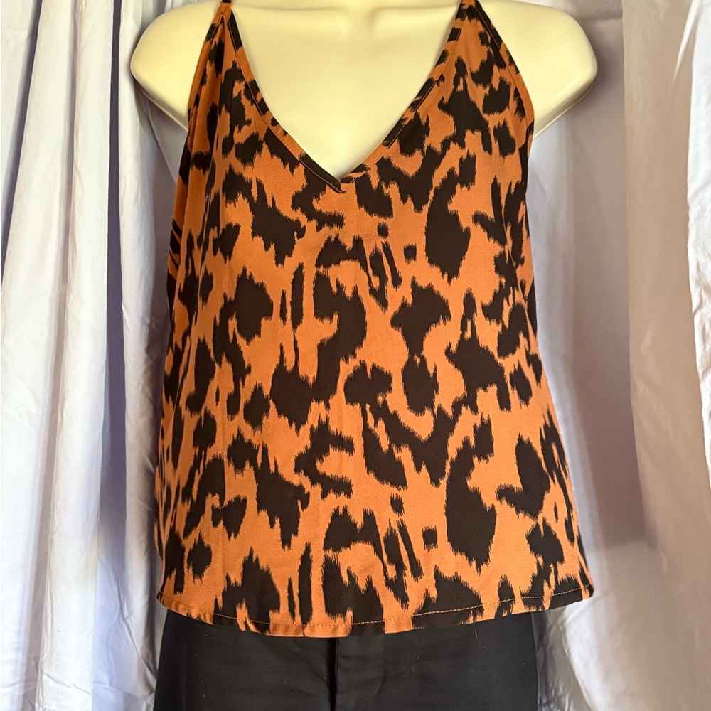 Animal Print Cami Top – Adjustable Straps – Brown/Black – Size L/XL